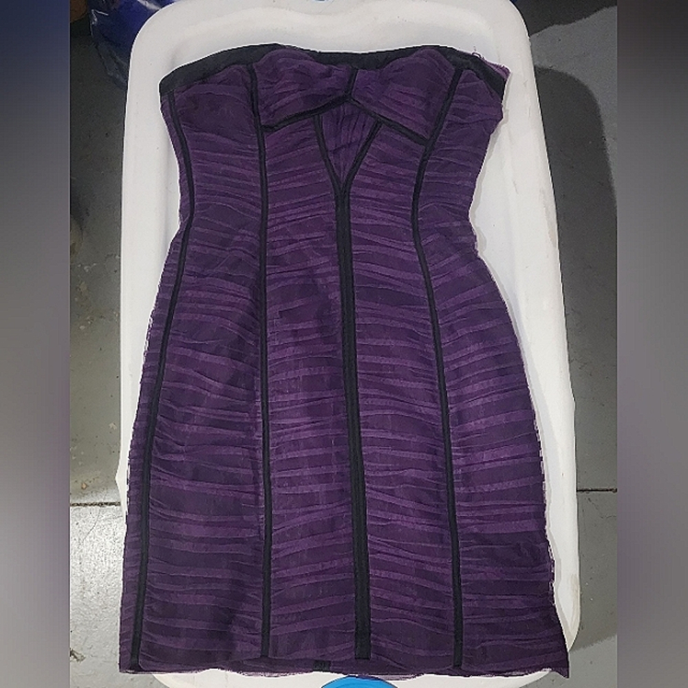 BCBG purple strapless dress